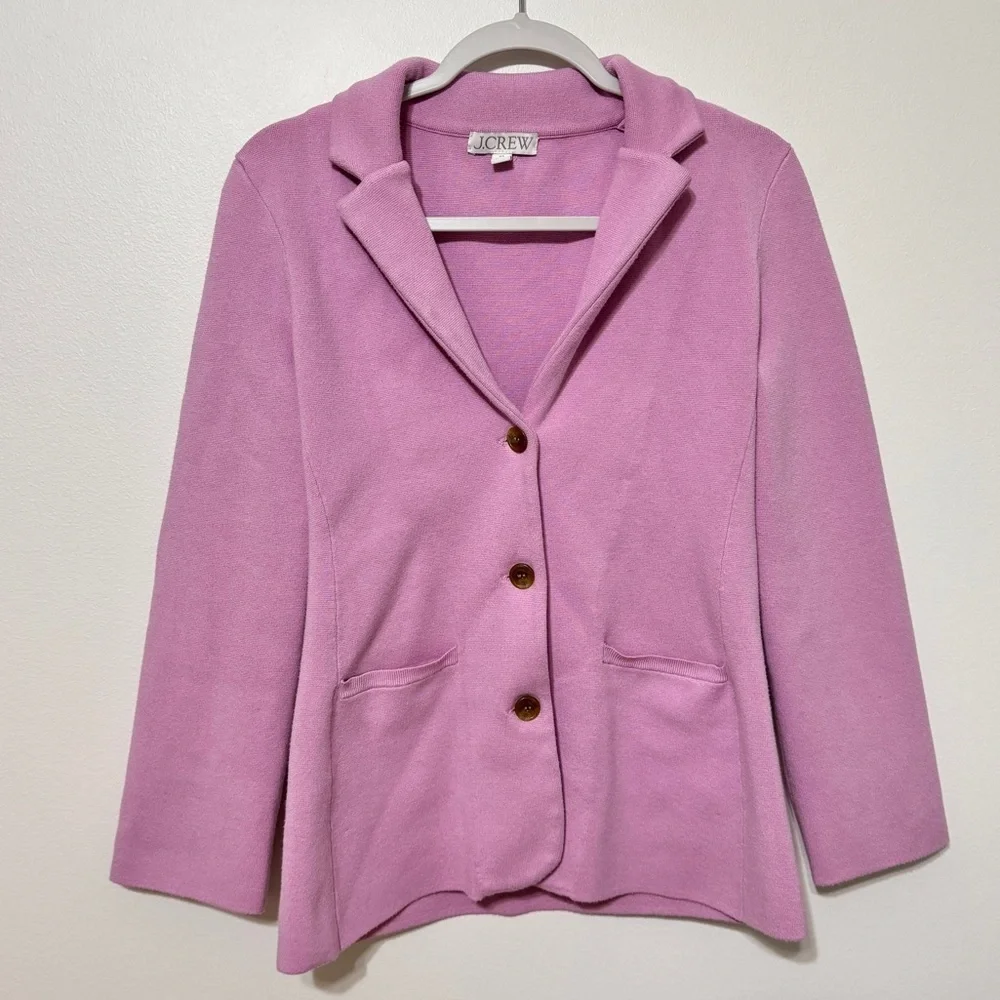 J CREW Pink Waisted Sweater Blazer Size XS Button BQ788